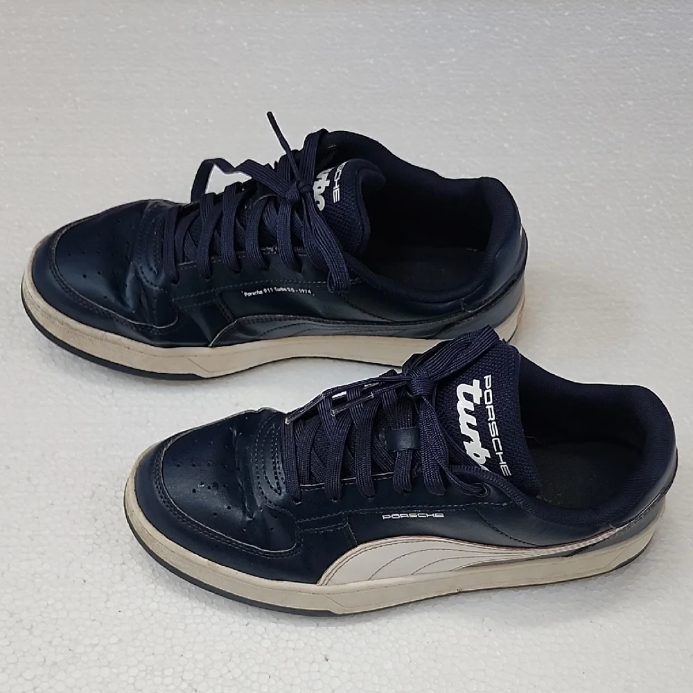 Puma Men's Navy and White Low-Top Sneakers Porche Model - Picture 2 of 4